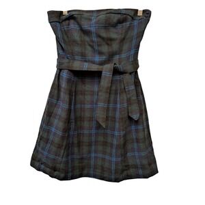 Y2K‎ American Eagle Outfitters Plaid Strapless Fit Flare Dress Wool Sz 6 Acadmia